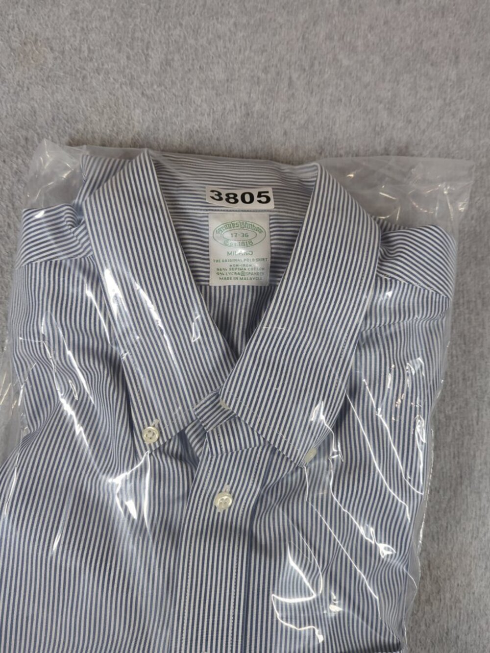 Brooks Brothers Milano Shirt Men's 17-36 Blue Pinstripe Dress Button Down - Picture 6 of 6